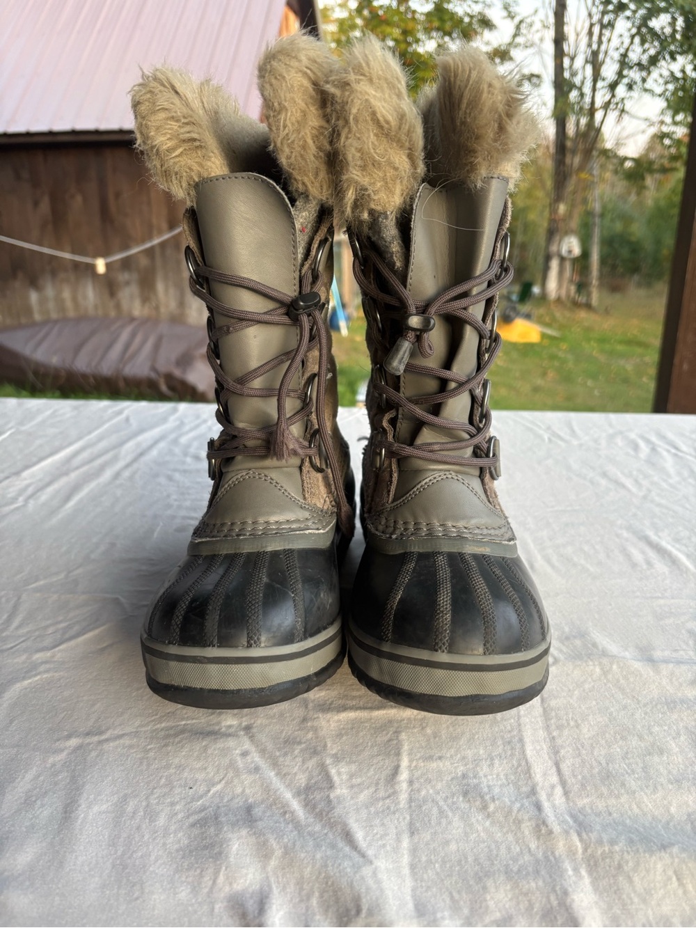 Sorel Women’s Olive and Black Faux-Fur Winter Boots